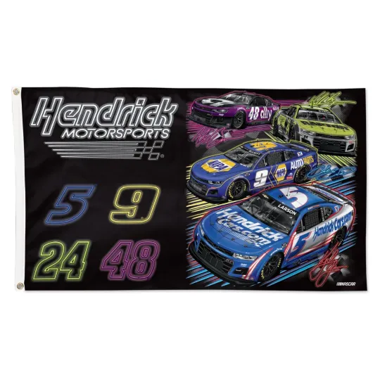 Discover 2025 Hendrick Motorsports NASCAR 4 Cars Racing Flag Wall Decor