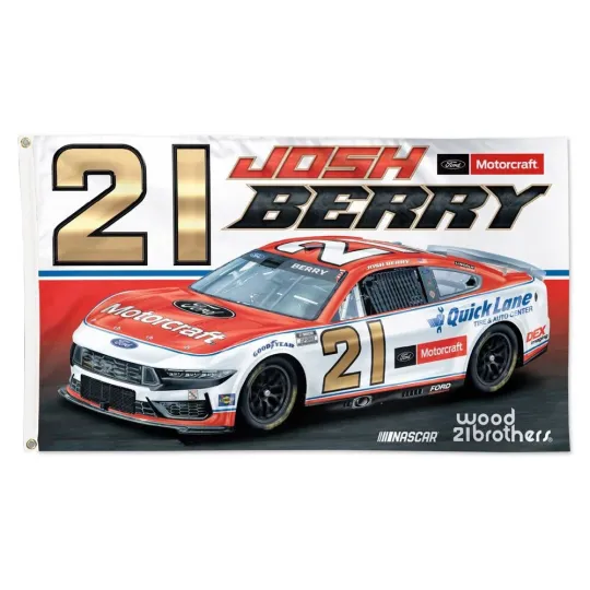 Discover Josh Berry #21 NASCAR Quick Lane Car Racing Flag  Wall Banner