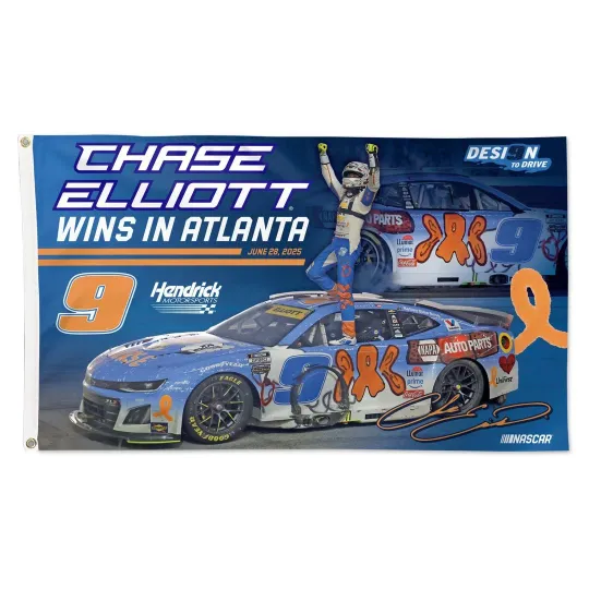 Chase Elliott #9 2025 Nascar Atlanta Racing Flag Wall Decor