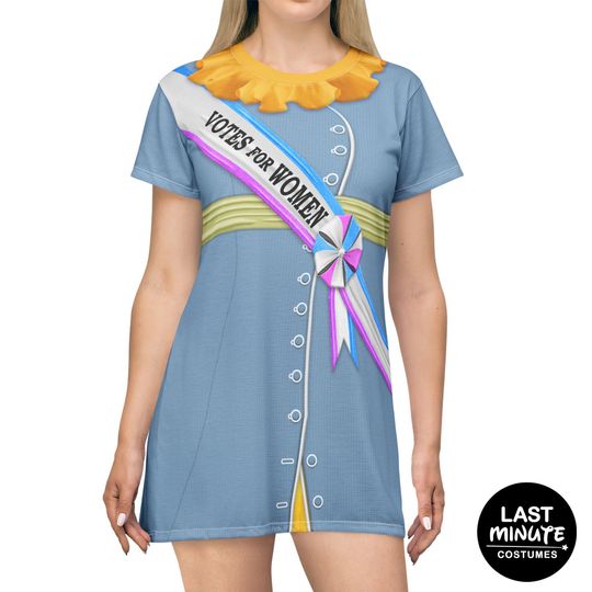 Discover Mrs. Banks Suffragette Women's T-Shirt Dress, Mary Poppins Costume, Disney Dresses for Women, Disneyland Cosplay Outfit, Disney World Apparel