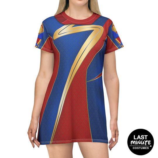 Discover Ms. Marvel Women's T-Shirt Dress, The Marvels Films Costume, Kamala Khan Outfits, Superhero Movie Inspired Cosplay, Disney Marvel Shortdress