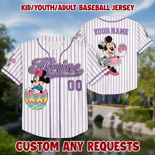 Discover Personalized Minnie Mouse Baseball Kid Adult Jersey, Mouse Shirt, Easter Gift