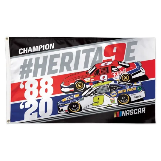 Discover Chase Elliott #9 NASCAR Car Heritage Racing Flag