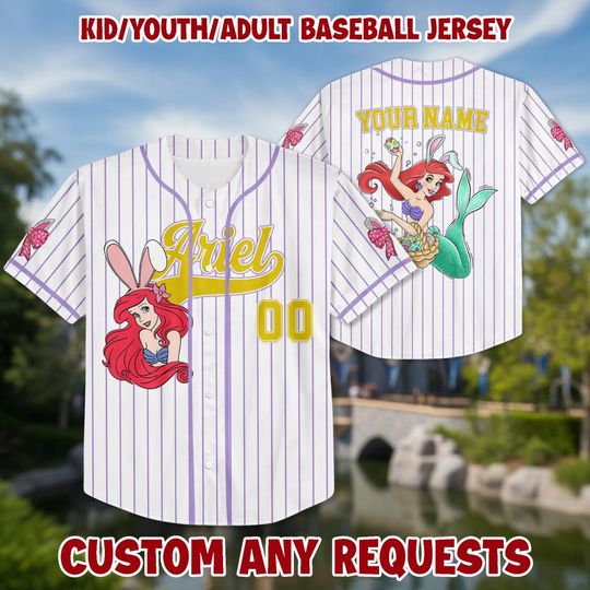 Discover Custom Name Princess Mermaid Baseball Kid Adult Jersey, Easter Gift