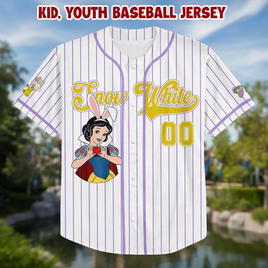 Discover Personalized CartoonPrincess Baseball Kid Adult Jersey, Snow White Shirt, Easter Gift