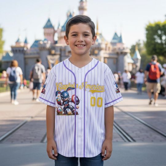 Discover Personalized Cartoon Superhero America Character Baseball Kid Adult Jersey, Easter Gift