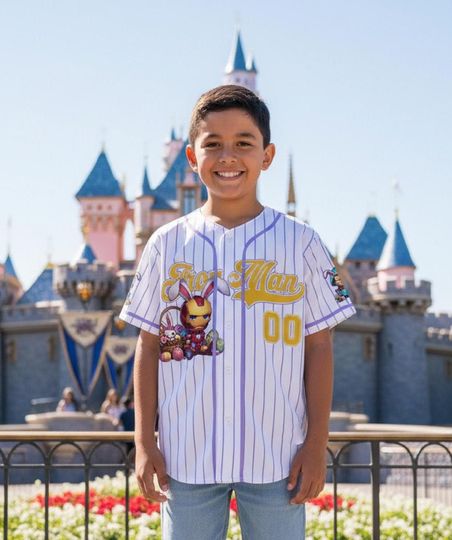 Discover Personalized Cartoon Superhero Iron Character Baseball Kid Adult Jersey, Easter Gift