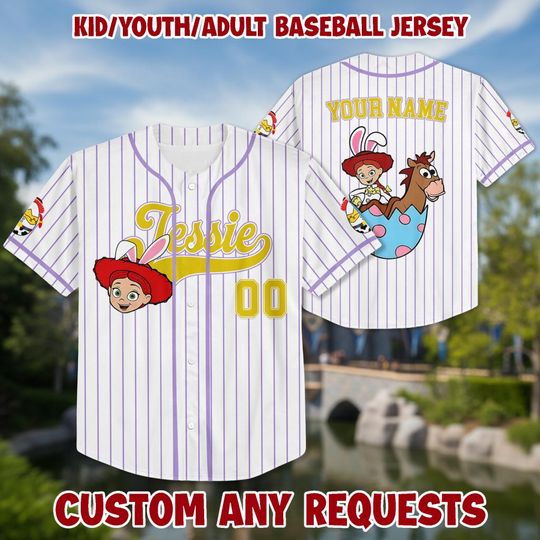 Discover Personalized Girl Toy Cartoon Character Baseball Kid Adult Jersey, Easter Gift