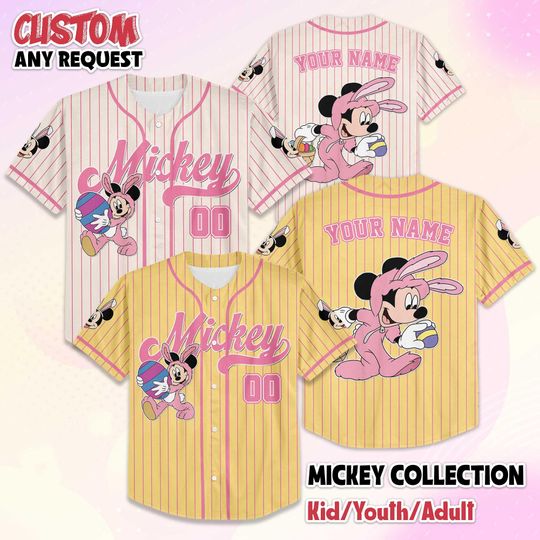Discover Custom Mickey Mouse Easter Day Baseball Jersey, Disney Mickey and Friends Jersey Shirt, Family Matching Outfit, Birthday Gift