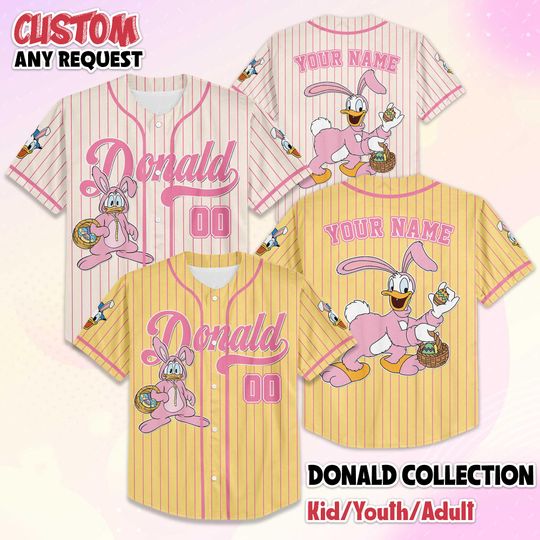 Discover Custom Donald Duck Easter Day Baseball Jersey, Disney Mickey and Friends Jersey for Disney Fans, Disneyland Birthday Gift