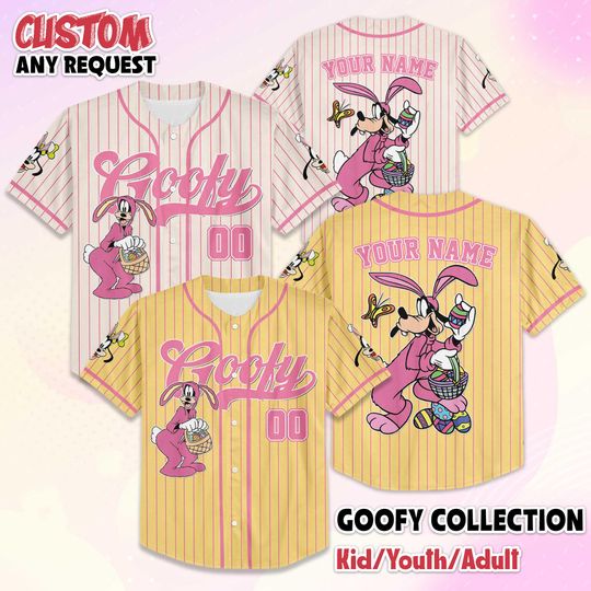 Discover Custom Goofy Easter Day Baseball Jersey, Disney Mickey and Friends Baseball Shirt, Matching Disney Trip Outfit, Birthday Gift