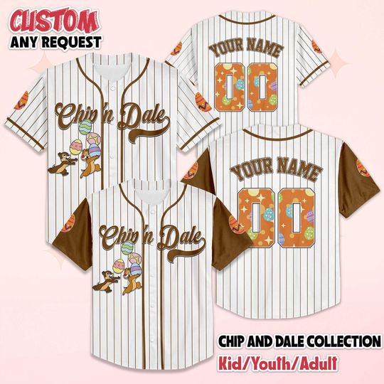 Discover Personalized Chip and Dale Easter Baseball Jersey, Disney Chip and Dale Jersey, Matching Disney Trip Outfit, Birthday Gift