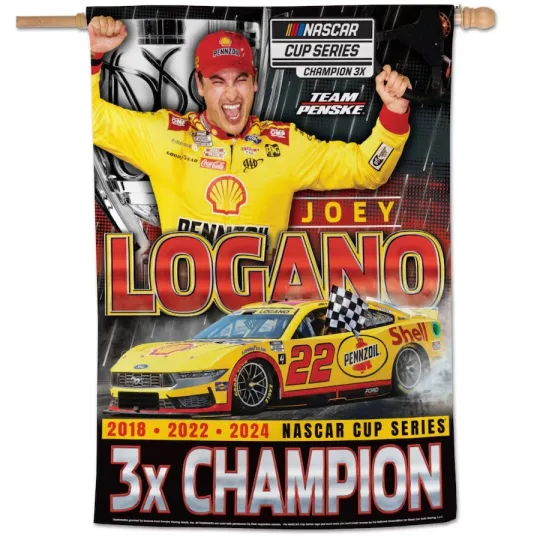 Joey Logano 3X NASCAR Champion Vertical House Flag