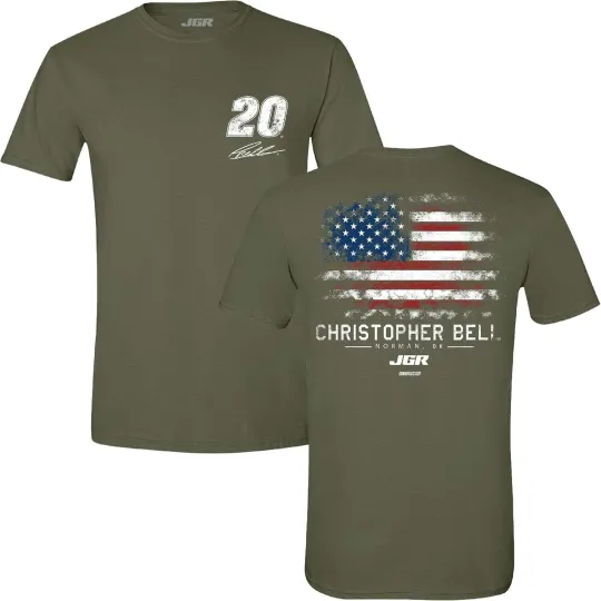 Discover Christopher Bell Military Green Patriotic Flag T-Shirt