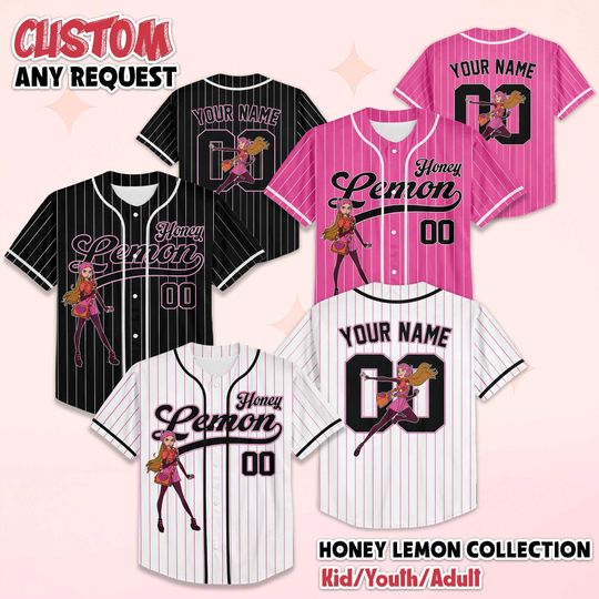 Personalized Honey Lemon Baseball Jersey, Custom Disney Big Hero 6 Shirt, Baseball Team Outfit, Birthday Gift