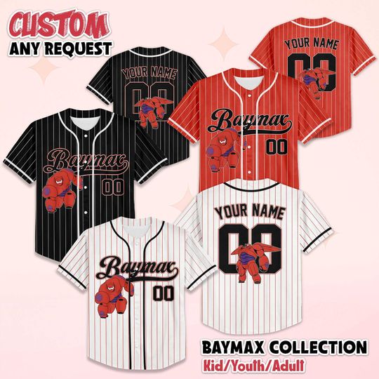 Custom Baymax Baseball Jersey, Disney Big Hero 6 Baseball Shirt, Matching Disney Trip Outfit, Birthday Gift