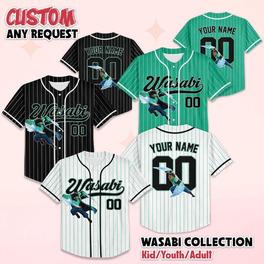 Personalized Wasabi Baseball Jersey, Custom Disney Big Hero 6 Shirt, Baseball Team Outfit, Birthday Gift