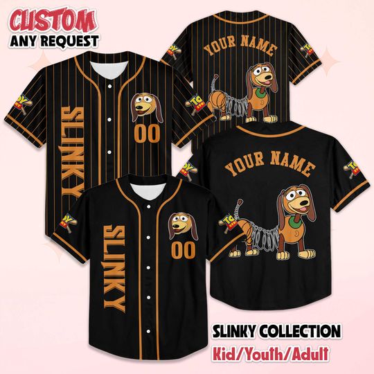 Custom Slinky Dog Baseball Jersey, Disney Toy Story Jersey, Disneyland Baseball Team Outfit, Birthday Gift