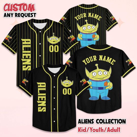 Discover Custom Little Green Aliens Baseball Jersey, Disney Toy Story Baseball Shirt, Matching Disney Trip Outfit, Disney Birthday Gift