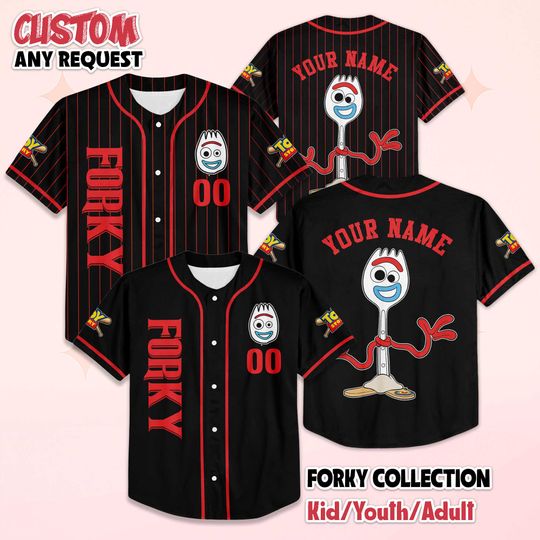 Discover Personalized Forky Toy Story Baseball Jersey, Custom Disney Toy Story Shirt, Matching Disney Trip Outfit, Birthday Gift
