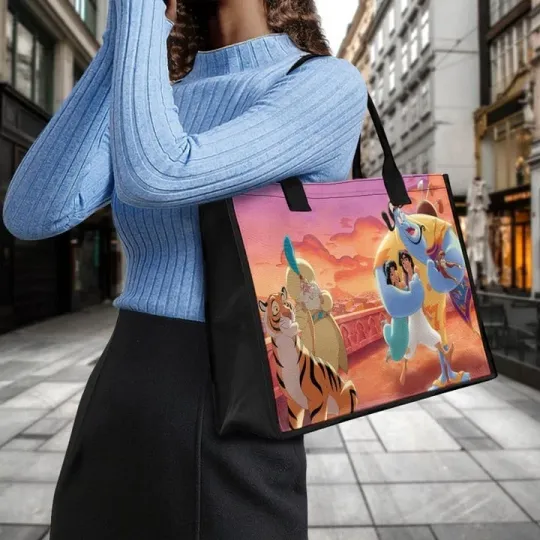 Discover Disney The Story Of Aladdin And Princess Jasmine Gin Sultan And Abu Monkey Canvas Tote Bag