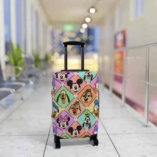 Discover Luggage Cover, Mickey and Gang Travel Protector, Suitcase Sleeve, Disney Travel Gifr