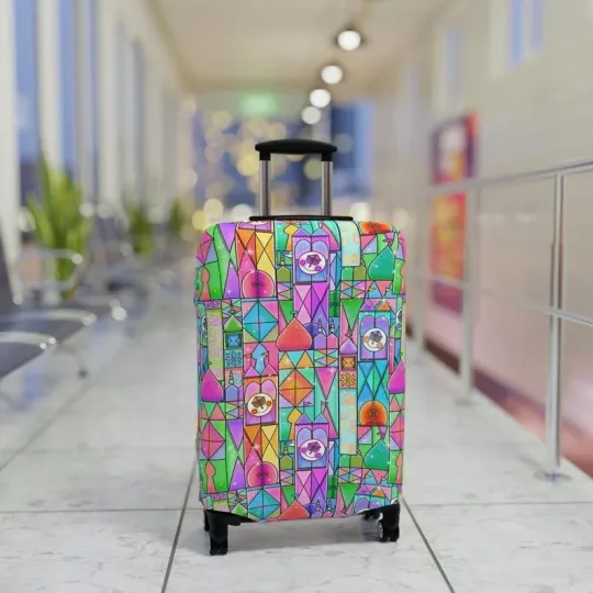 Discover Disney Luggage Cover, Small World Suitcase Protector, Travel Accessories