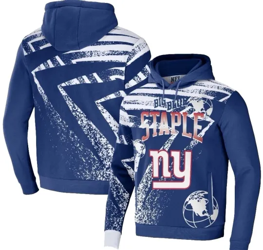 Discover Men's 3D Football Hoodie - Blue New York Giants
