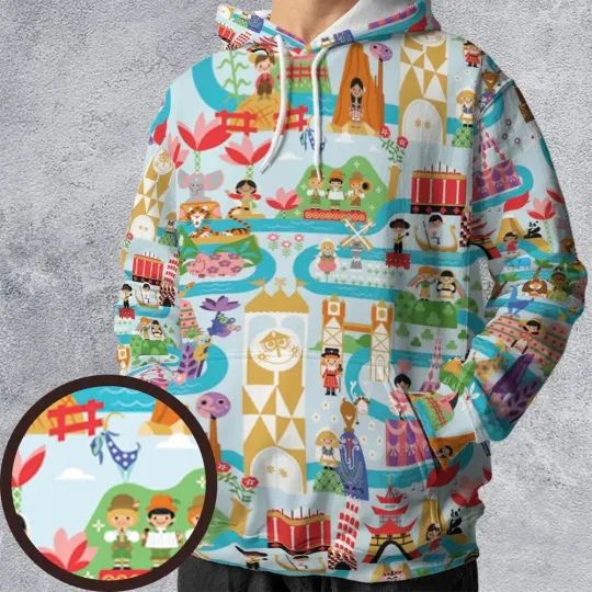 Discover It's Small World Map 3D Hoodie, Gift For Cartoon Lovers