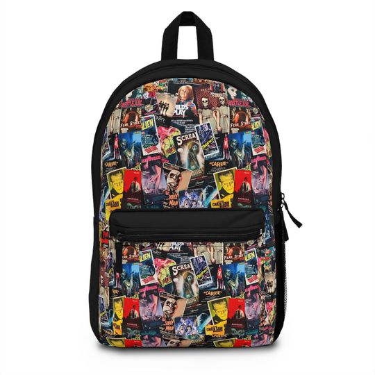Discover Vibrant Movie Poster Backpack - Trendy Tote for School, Travel, Gifts, Festivals, Unique Art Style