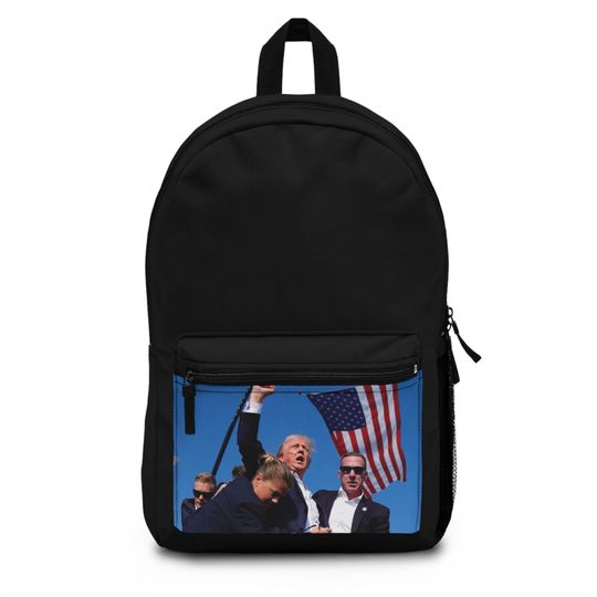 Discover Donald Trump President America Merica American Flag Assassination Attempt Meme Backpack Bookbag, Back to School