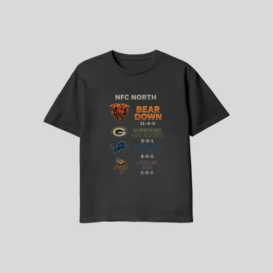 Discover Chicago Bears NFC North 2025-26 Champion Black T-Shirt Men's