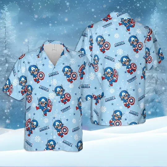 Captain America Hawaiian Shirt, Summer Vacation Aloha Shirt