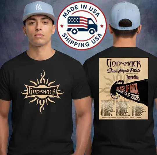 Discover Godsmack The Rise Of Rock World Tour 2026 T-Shirt