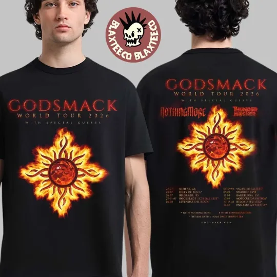Discover Godsmack The Rise Of Rock World Tour 2026 Schedule Two Sided Unisex T-Shirt