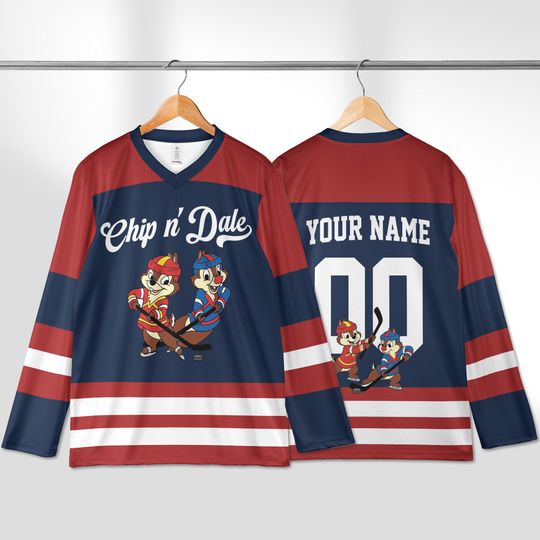 Discover Disney Chip N Dale Hockey Jersey, Chip And Dale Sports Jersey, Chipmunks Hockey Jersey, Disneyland Family Matching Trip Outfits