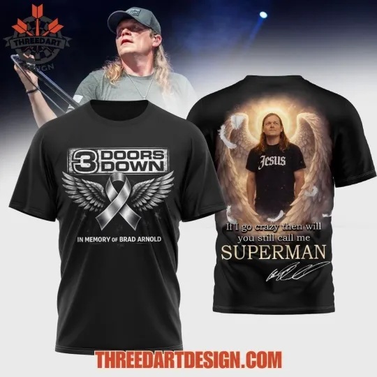 Discover 3 Doors Down In Memory Of Brad Arnold 3D T-Shirt S-5XL