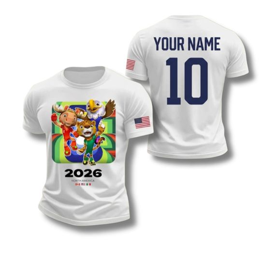 Discover Cute Soccer Animals wc 2026 North America Tee, Unisex Fan Shirt, USA Canada Mexico Colors