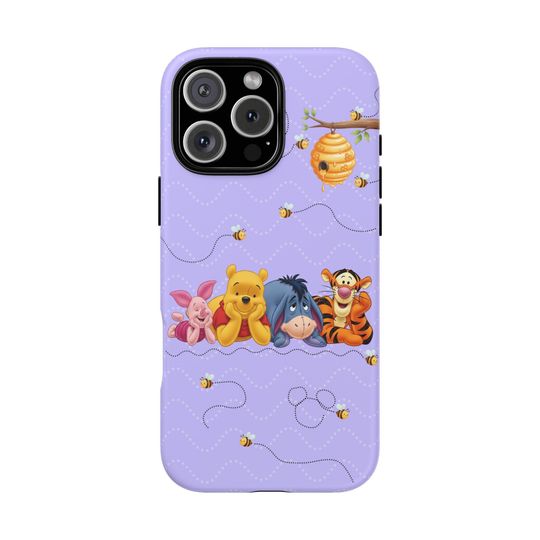 Discover Pooh & Friends Purple Phone Case with Bees for iPhone