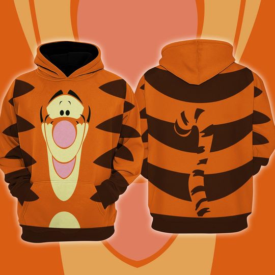 Discover Tigger-Inspired Cosplay Hoodie, Tigger Costume Halloween 3D Shirt
