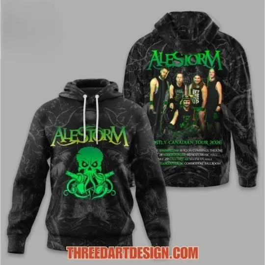 Discover Alestorm Mostly Canadian Tour 2026 Hoodie 3D