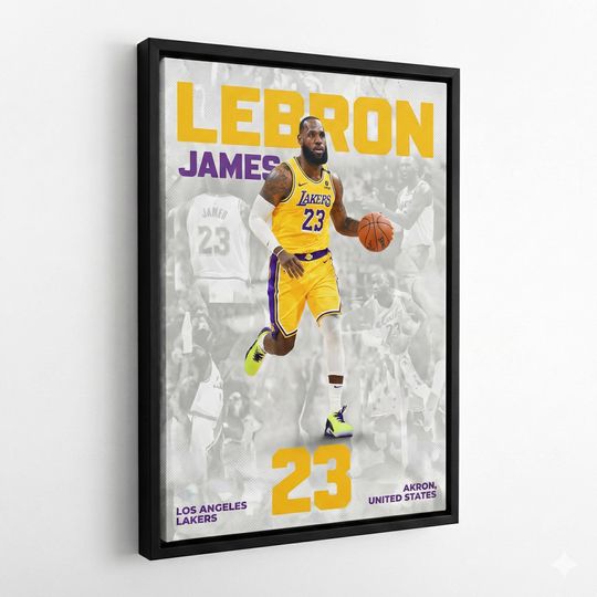 LeBron James Lakers Poster, NBA Basketball Wall Art, King James Sports Print Decor
