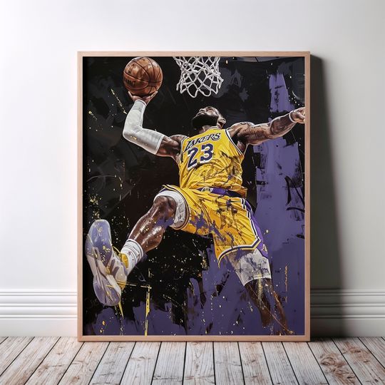 LeBron James Wall Art, King James, The Lakers Print, Basketball Print, NBA Poster, NBA Fan Gift, Basketball Wall Art, Lebron Fan Art, Lebron