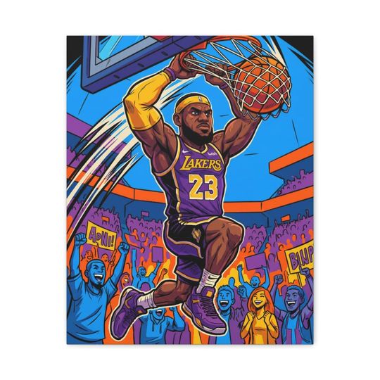 Discover LeBron James Lakers Slam Dunk Comic Poster  NBA Art