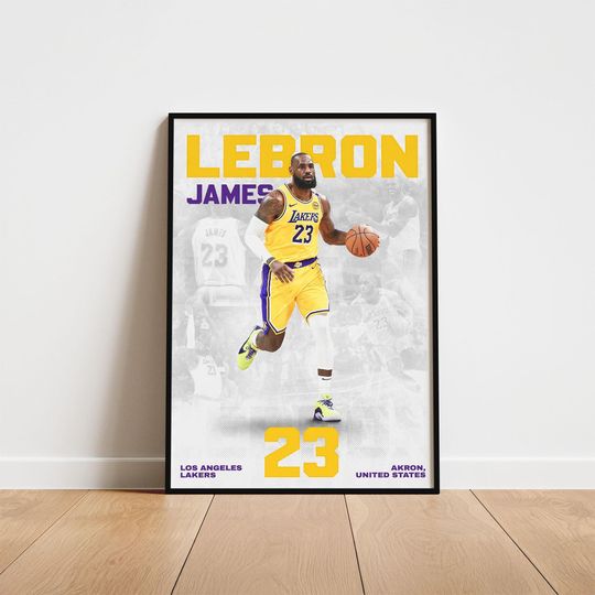 Discover LeBron James Poster, Printable Basketball Wall Art, Lakers Decor for Sports Fans
