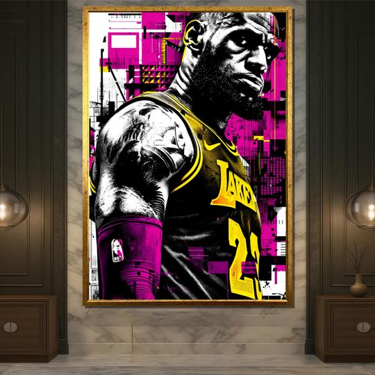 LeBron James Bold Graphic Pop Art Poster for Basketball Fans and Urban Home Decor