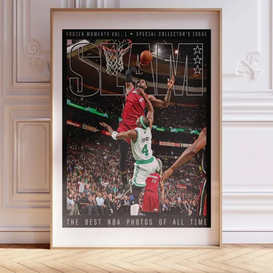 Discover LeBron James NBA Slam Dunk Poster Framed Slam Magazine Collector's Wall Art
