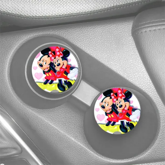 Discover Mickey Minnie Hearts Love Sandstone Car Drink Coaster