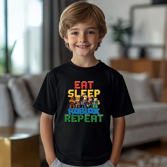 Discover Eat Sleep Roblox Repeat T-shirt, Roblox Shirt, Roblox Youth Tee, Roblox Birthday Gift
