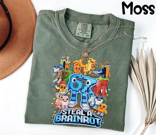 Discover Comfort Colors Steal A Brainrot Shirt, Roblox Inspired Tee, Funny Gamer Gift, Video Game Meme T-Shirt